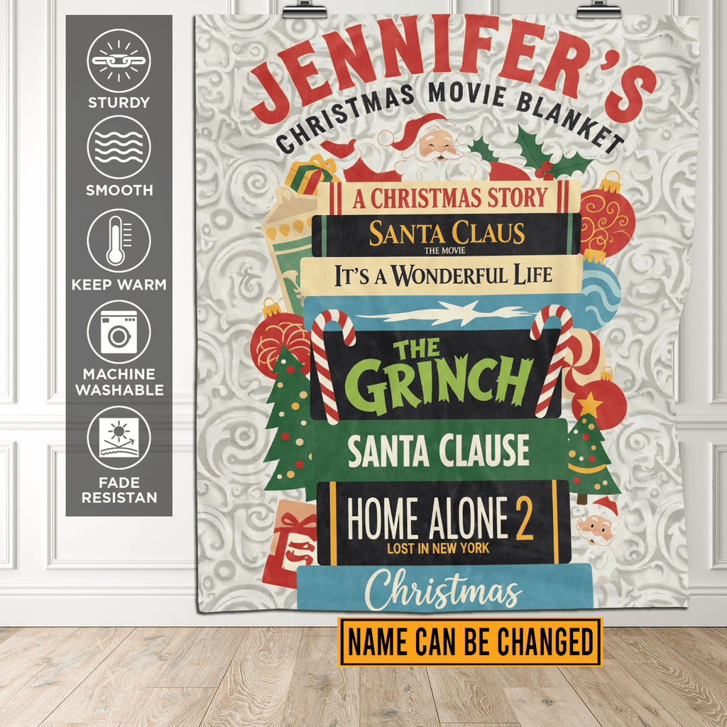 Personalized Name Custom Christmas Movie Throw Blanket – Sherpa Blanket