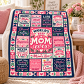 World’s Best Mom Blanket, Mother’s Day Gift for Mom, Mom Quote Blanket, Sentimental Mother Gift from Daughter Son