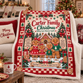 Personalized Gingerbread Family Christmas Blanket, Custom Family Name & Kids Names Holiday Blanket, Cute Gingerbread Christmas Gift for Family