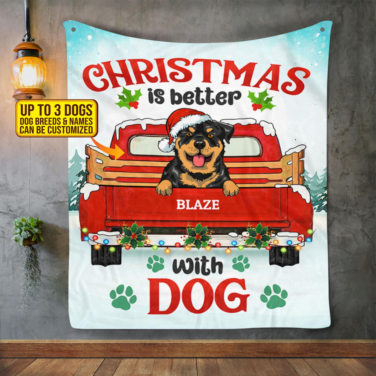 Personalized Dog Breeds Christmas Is Better With Dogs Fleece Blanket – Custom Dog Lover Christmas Sherpa Blanket