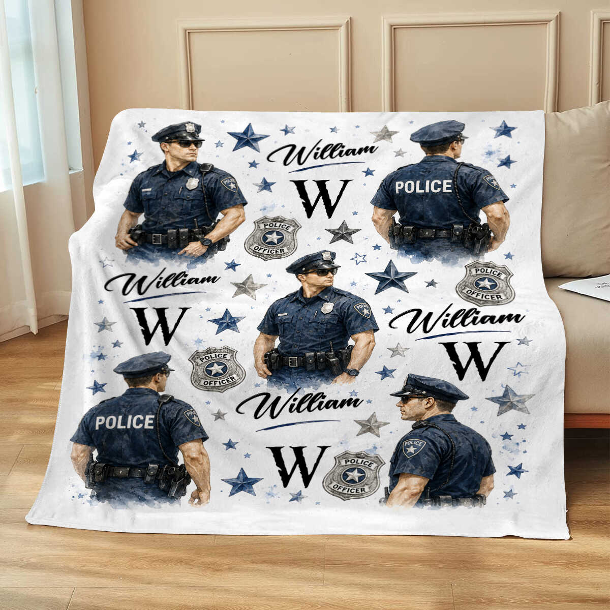 Personalized Police Officer Blanket, Custom Police Academy Graduation Gift, Police Officer Gift for Men Husband, Law Enforcement Throw