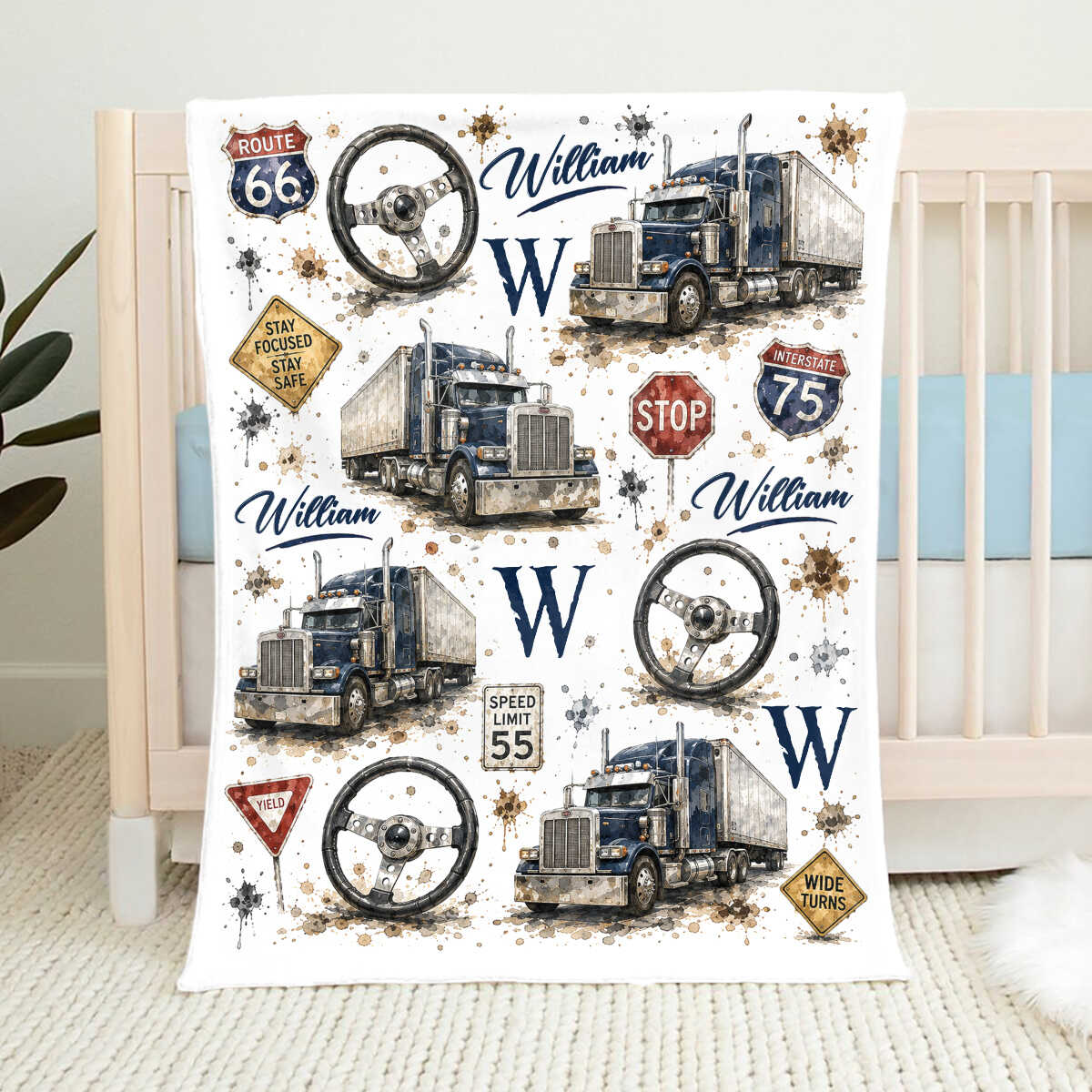 Personalized Truck Driver Blanket, Gifts for Truck Driver, Trucker Husband Gift, Gift for Trucker Dad, Trucker Gifts for Men