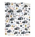 Personalized Police Baby Blanket with Name, Custom Cop Police Car Swaddle, Newborn Boy Gift, Police Officer Nursery Decor