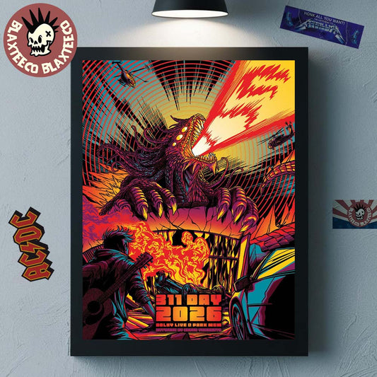 311 Band 311 Day Las Vegas Nevada 2026 Merch Poster Dolby Live At Park MGM On March 7-8 2026 Fire Monster Art Home Decor Poster Canvas