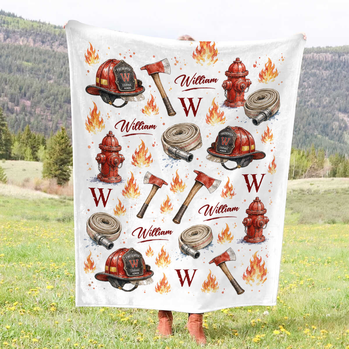 Personalized Firefighter Blanket, Custom Fireman Gift, Fire Academy Graduation Gift, First Responder Appreciation, Fire Rescue Throw