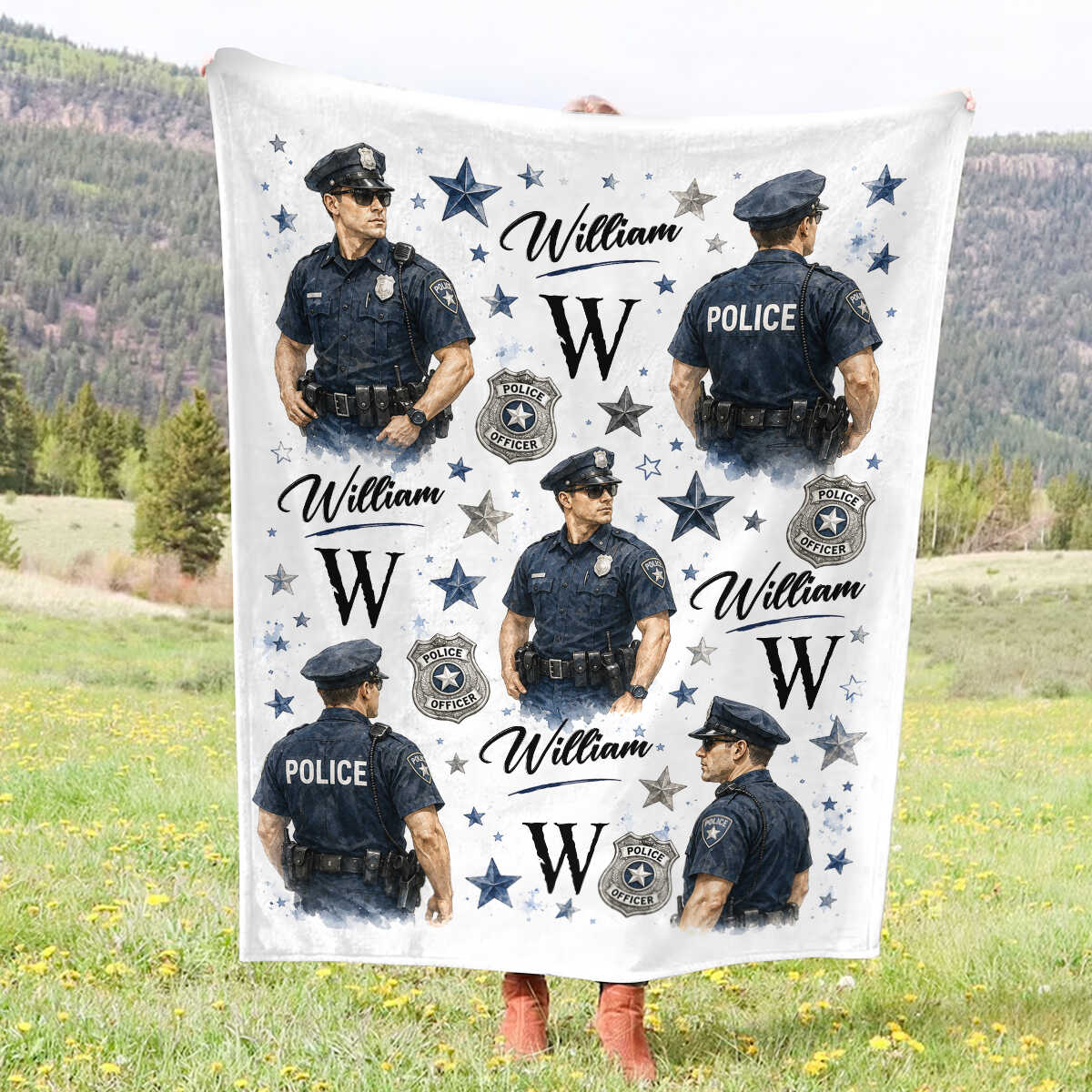 Personalized Police Officer Blanket, Custom Police Academy Graduation Gift, Police Officer Gift for Men Husband, Law Enforcement Throw