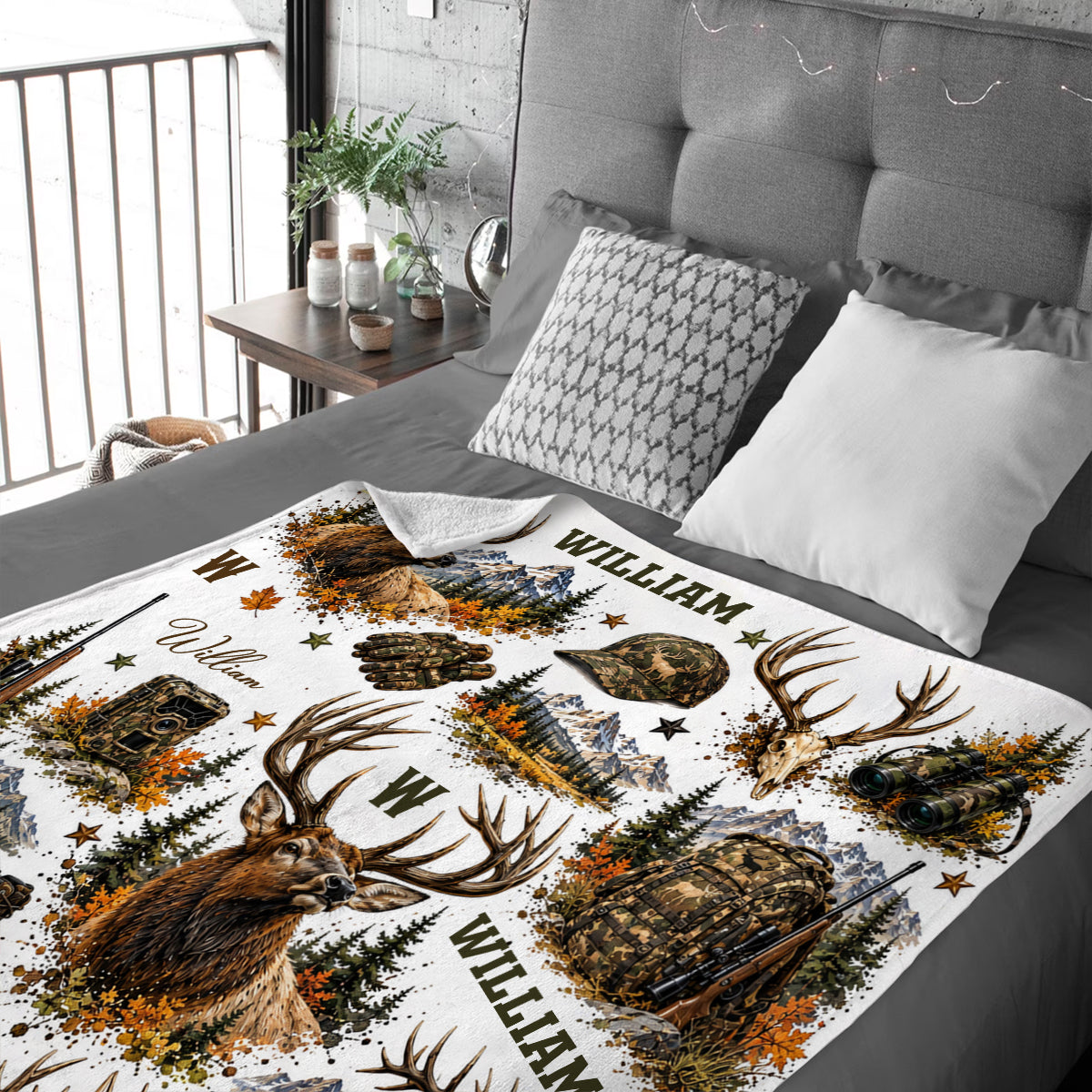 Personalized Elk Hunter Blanket, Elk Hunting Gift, Hunting Gift for Him, Outdoor Cabin Decor, Hunter Christmas Gift