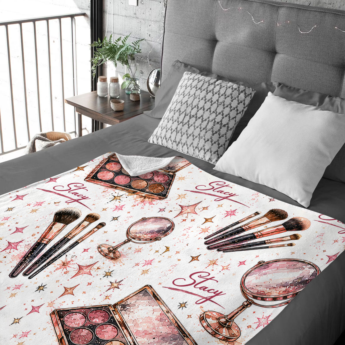 Personalized Makeup Artist Blanket, Custom Name Makeup Blanket, Makeup Artist Gift for Her, Beautician Cosmetologist Gift, Beauty Lover Throw Blanket