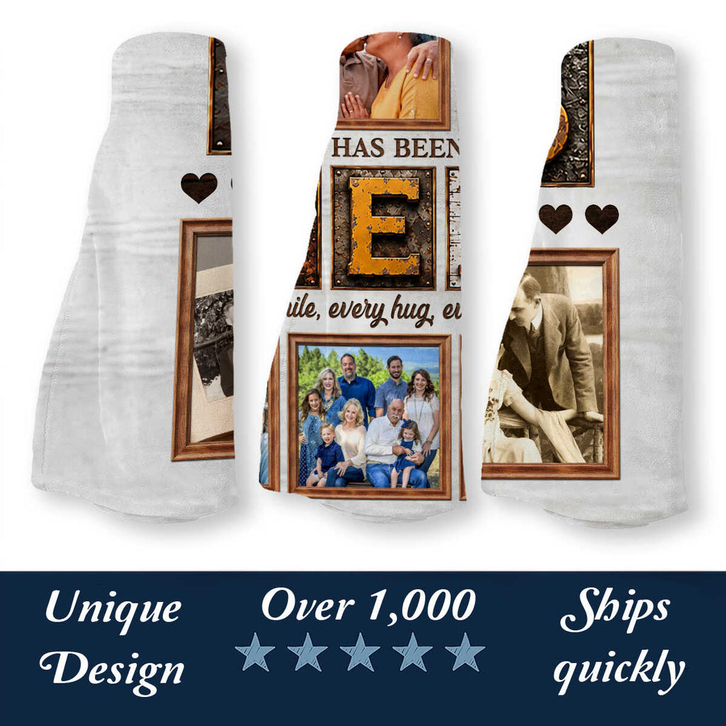Personalized 55th Anniversary Photo Collage Blanket, Custom 55 Years Together Gift, Emerald Wedding Anniversary Blanket, Couple Memory Keepsake