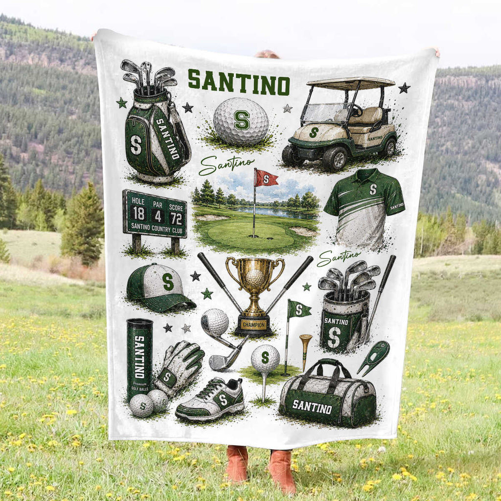 Custom Golf Blanket, Golfer Gift, Custom Golf Cart Blanket for Boy, Golf Course Nursery Decor, Kids Toddler Blanket