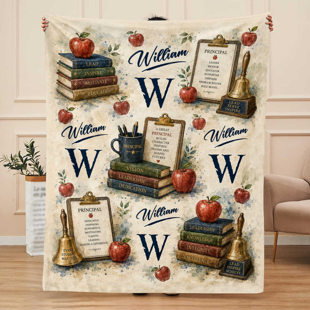 Personalized School Principal Blanket, Custom Principal Gift, Principal Appreciation Gift, End of Year Teacher Gift, Assistant Principal