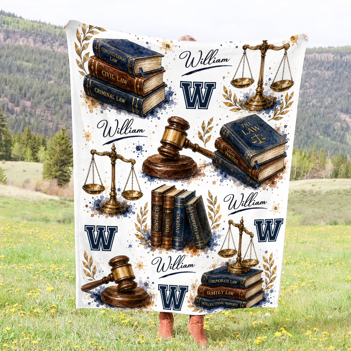 Personalized Lawyer Blanket, Custom Attorney Gift with Name, Law School Graduation Gift, Legal Office Decor, Lawyer Gift for Him