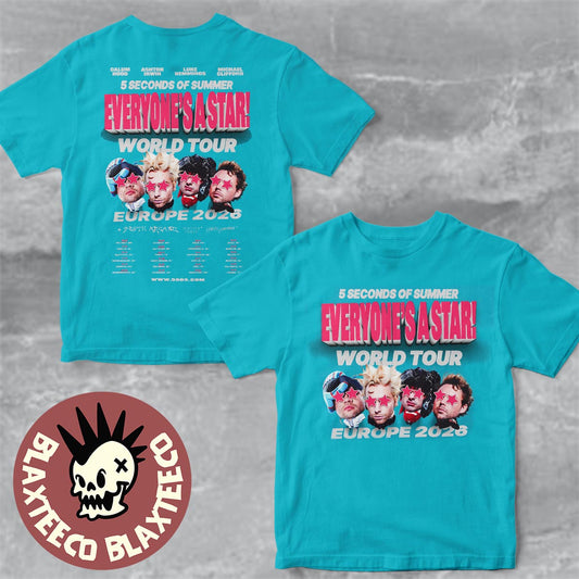 5 Seconds of Summer Everyone’s A Star World Tour UK And Europe 2026 Schedule Dates Two Sided T-Shirt