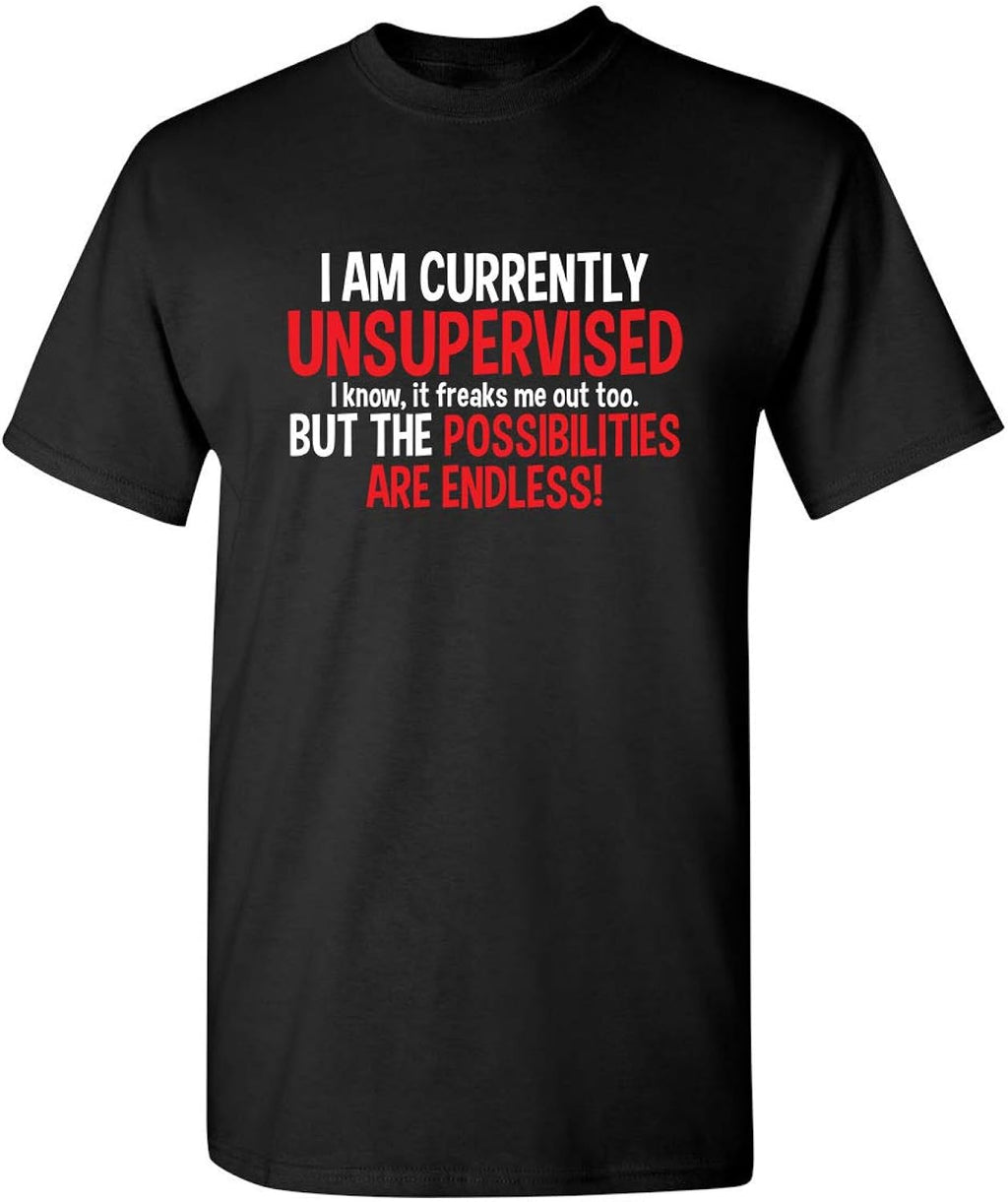 I'm Currently Unsupervised Novelty Graphic Sarcastic Humorous Mens Funny T Shirt