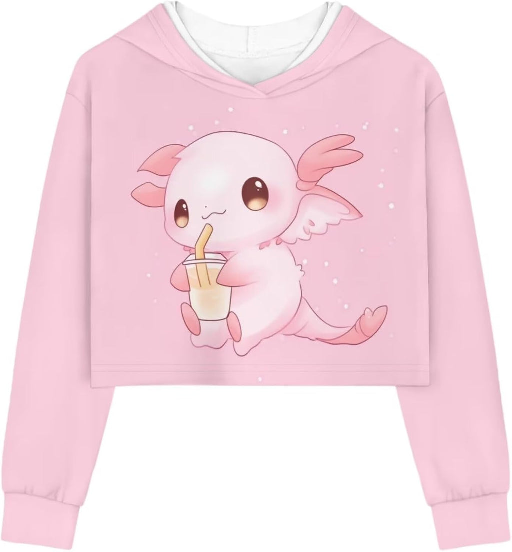 Long Sleeve Crop Tops for Girls Kids' Fashion Hoodies & Sweatshirts Kawaii Clothes