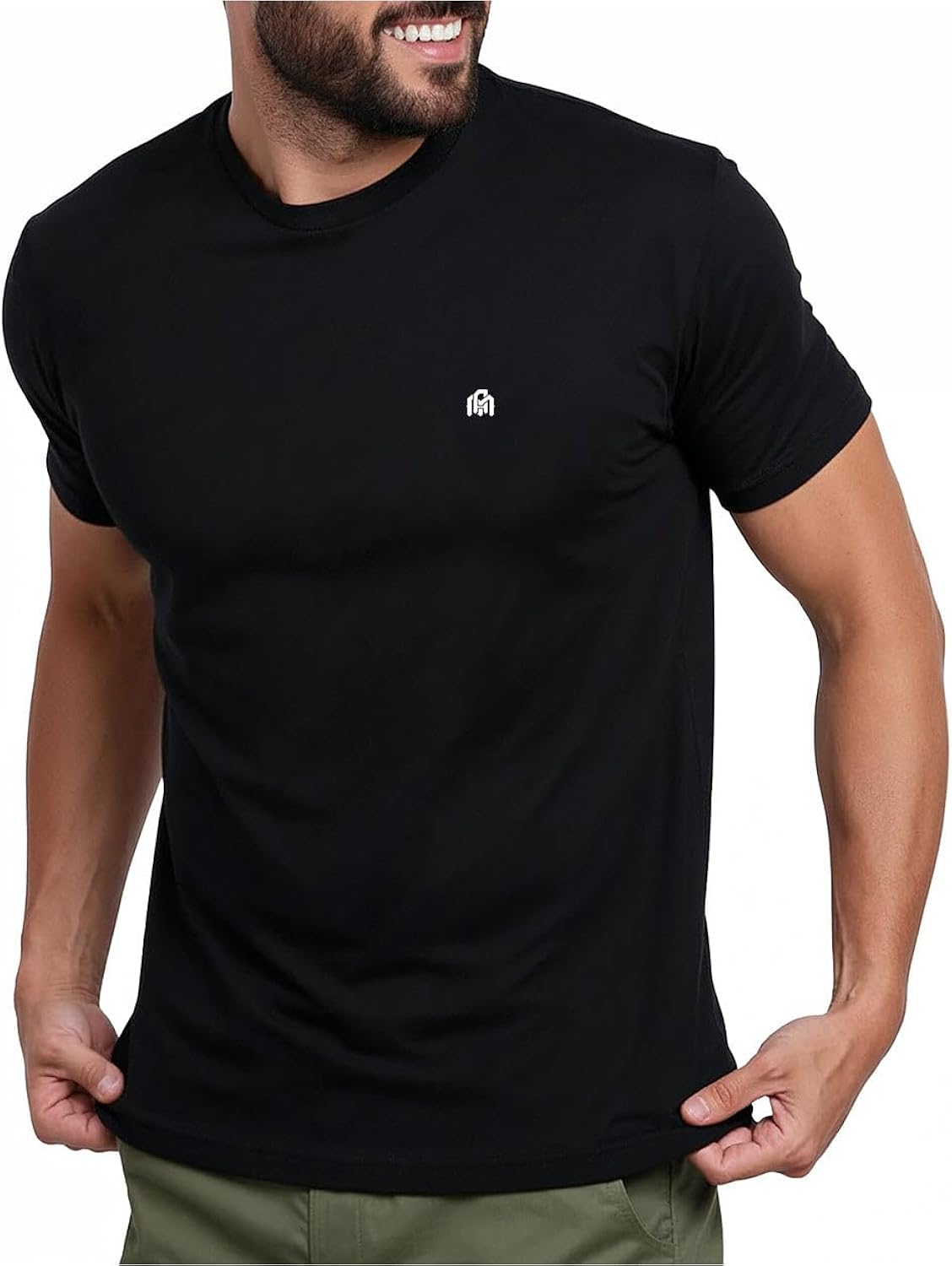 INTO THE AM Men's T-Shirts Soft Cotton Blend Crew Neck Tee S - 4XL Athletic Fit Plain & Logo Basic T-Shirt for Men