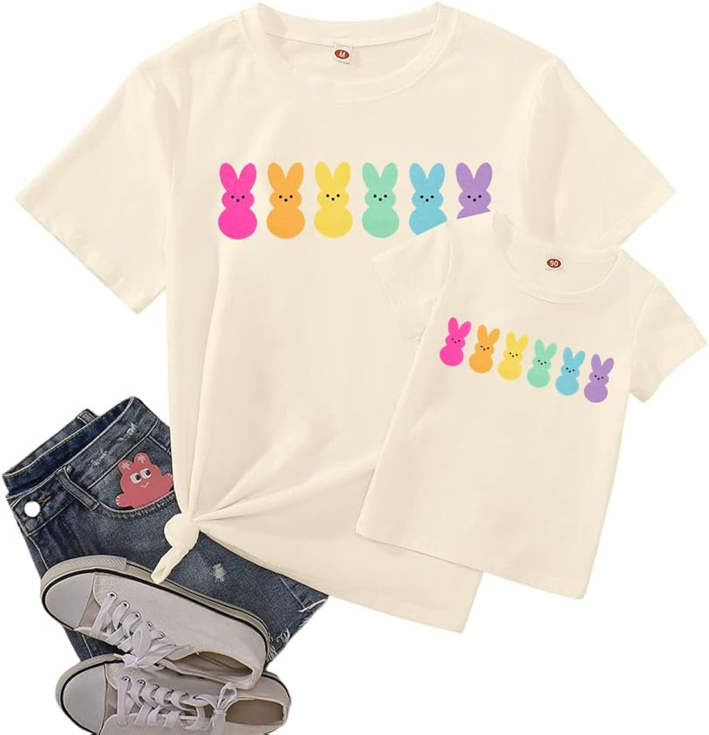 Easter Mama Baby Bunny Shirt Peeps Tshirt for Women Kids Family Matching Easter Day Shirts