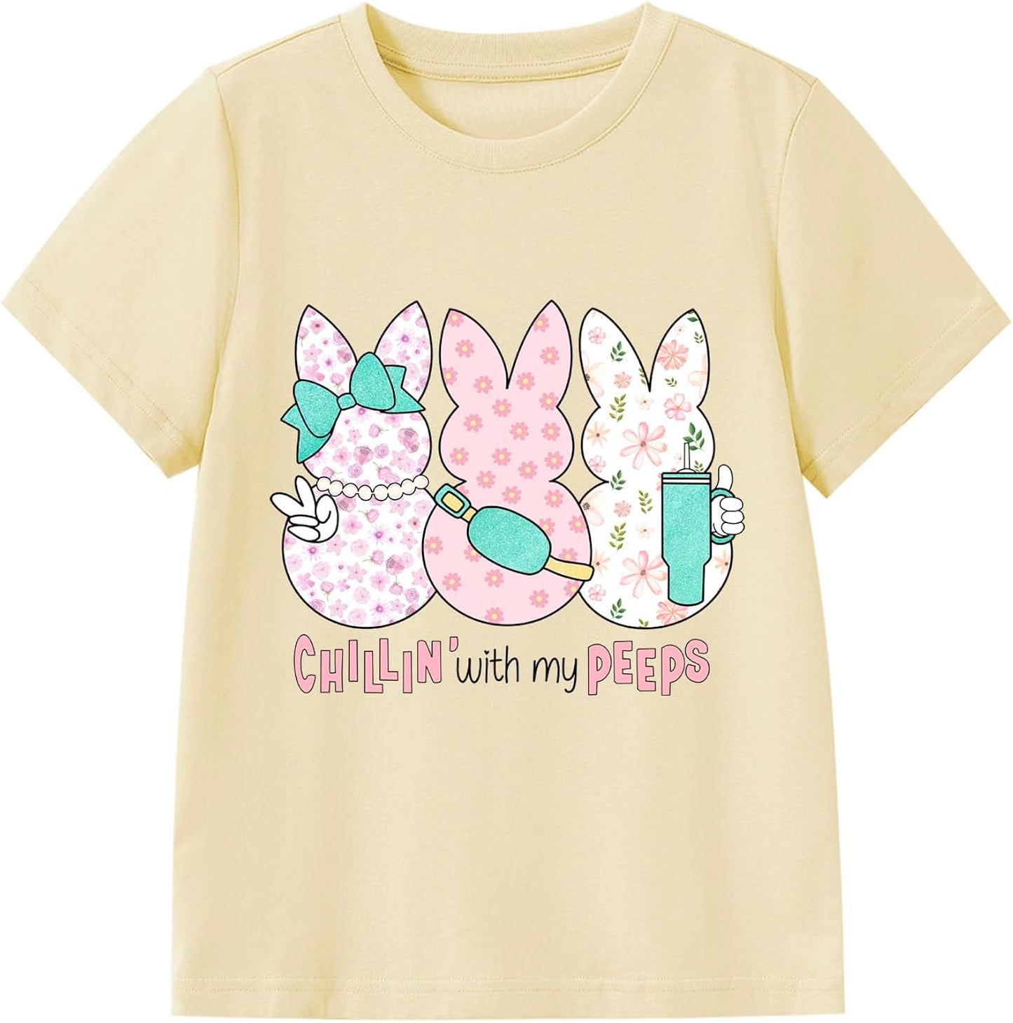Kids Easter Shirt Chick Short Sleeve Tee Tops for Toddler Girls Boys Easter Outfit Clothes 2-7 Years