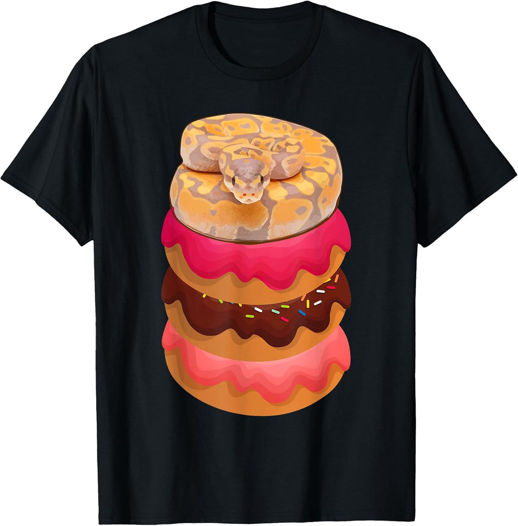 Snake Ball Python Reptile on Doughnuts Donuts Herpetologists T-Shirt