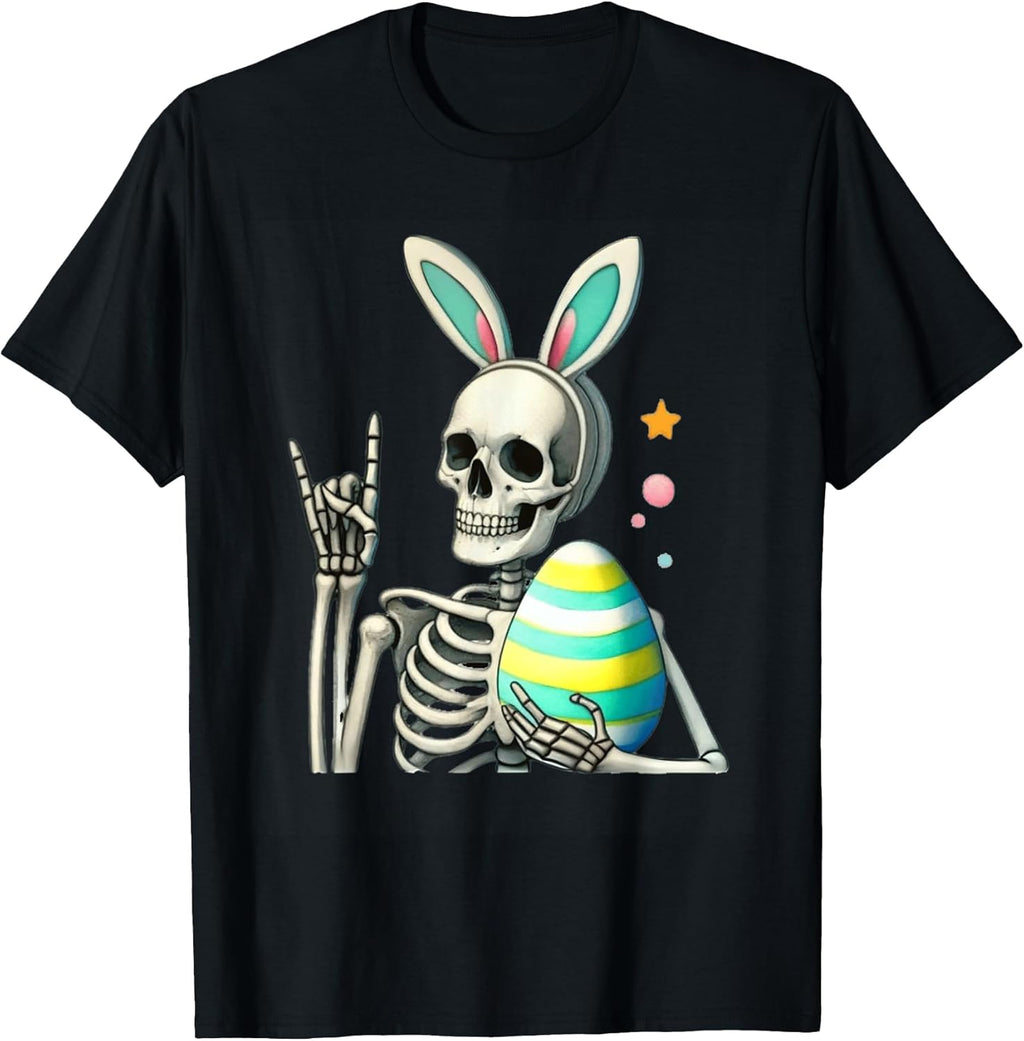 Boys Easter Skeleton Bunny Funny Tees