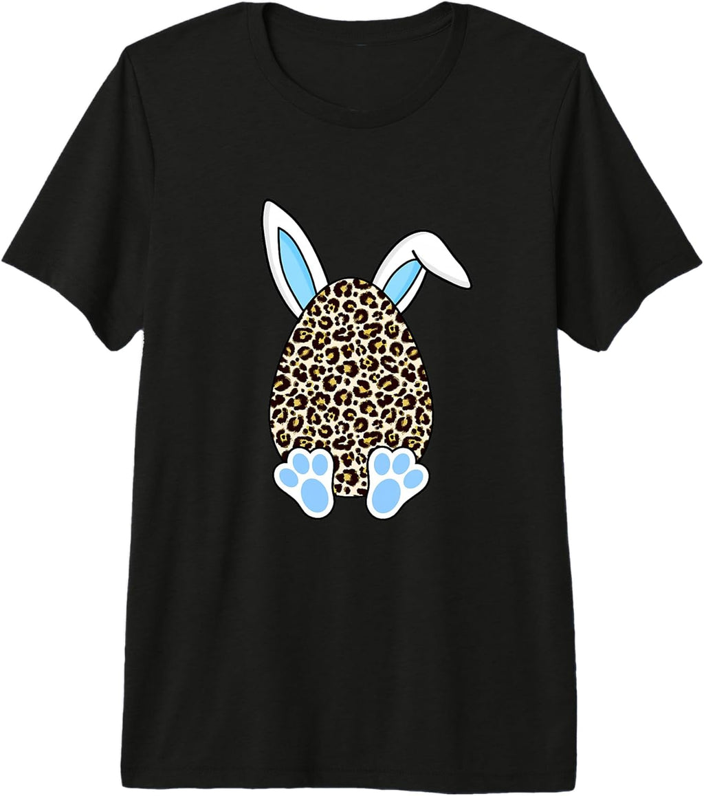 Funny easter eggs leopard print eggs bunny ear tee