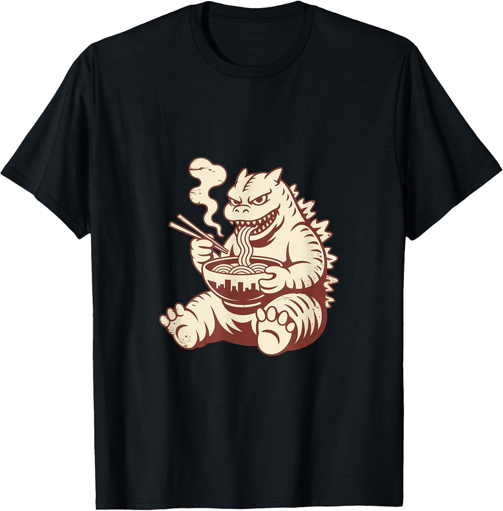 Fun Cute Vintage Kaiju Eating Ramen