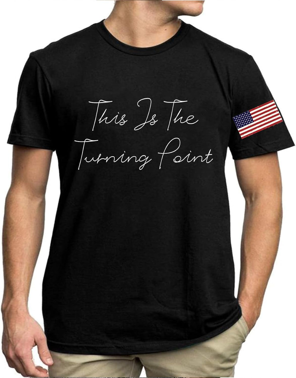 This is The Turning Point Graphic Shirts for Men Freedom T-Shirt Turning Point America Flag Tee
