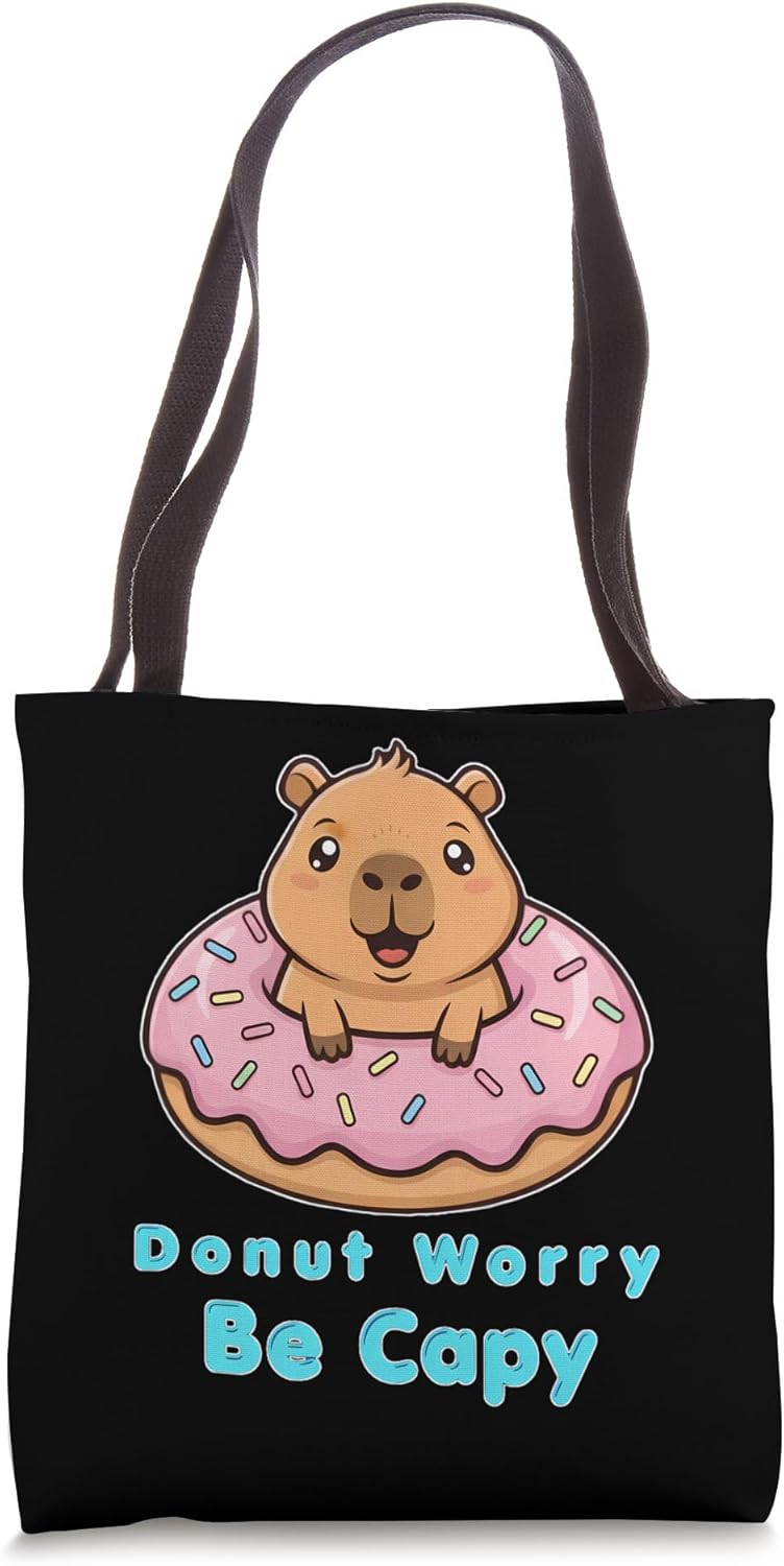 Donut Worry Be Capy Funny Cute Animal Lover Capybara Tote Bag