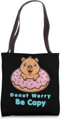 Donut Worry Be Capy Funny Cute Animal Lover Capybara Tote Bag