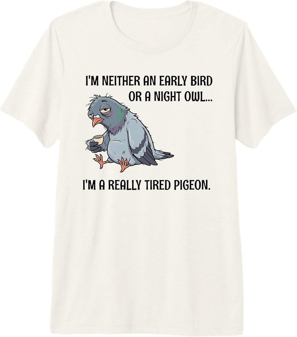Funny Tired Pigeon Sleep Pun Introvert Humor Gifts