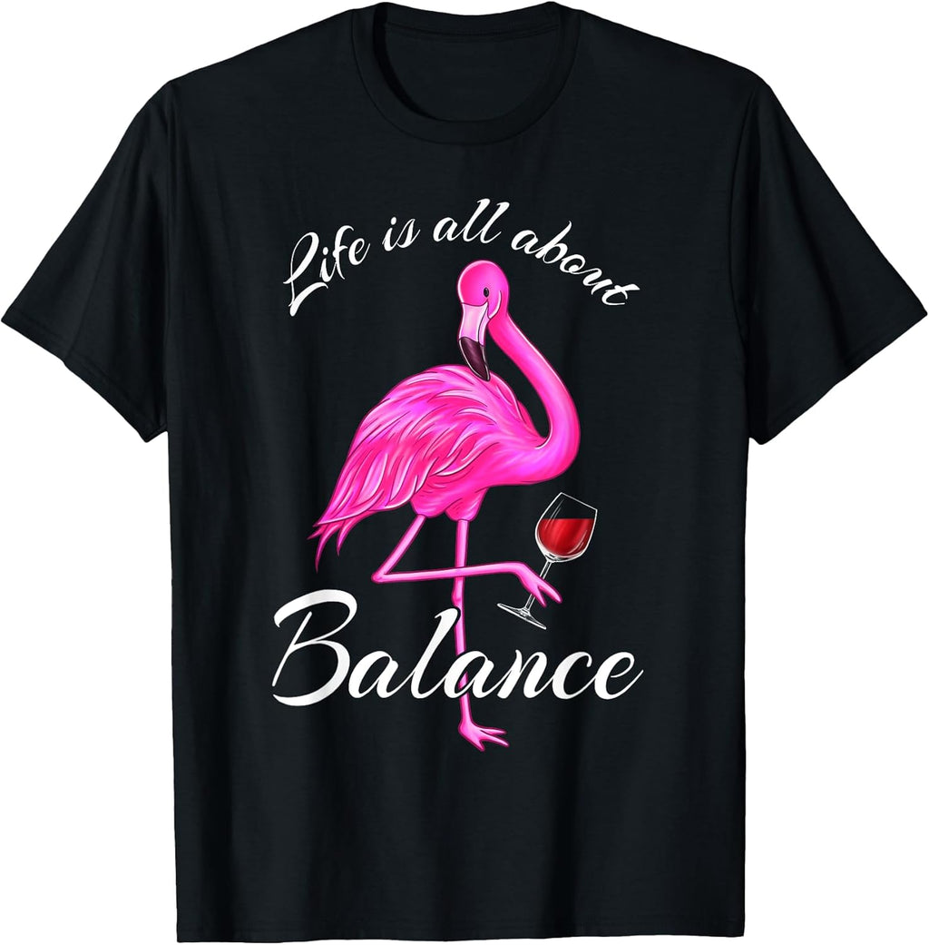Funny Cute Flamingos and Wine Lover