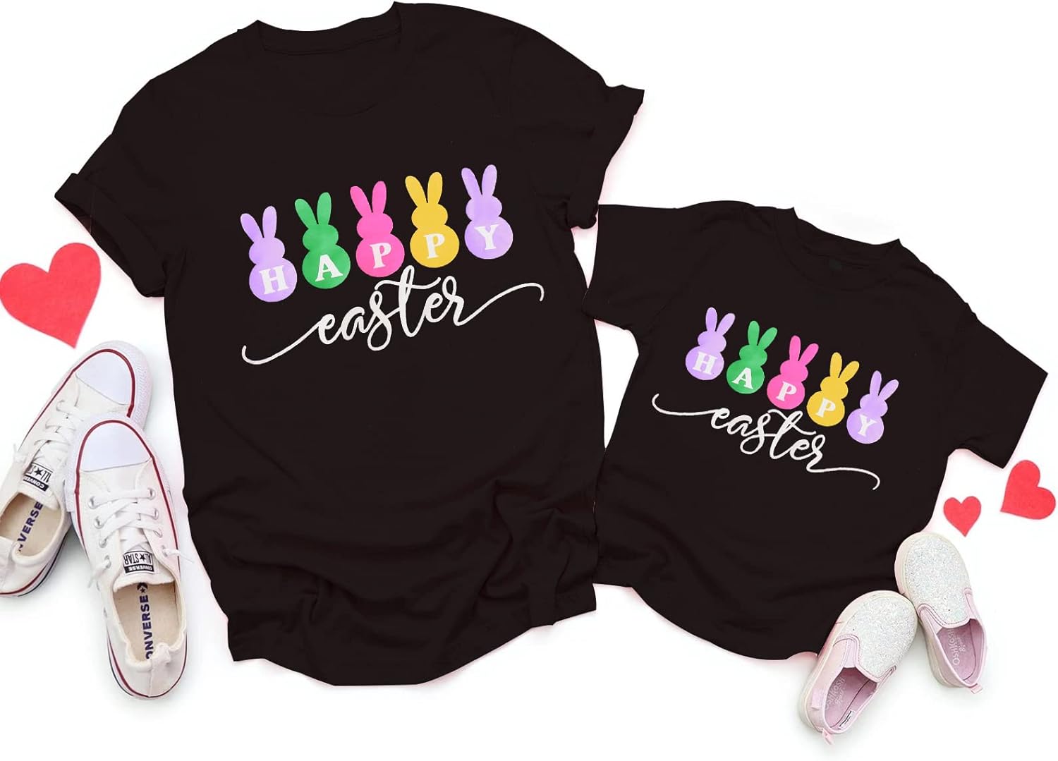 Happy Easter Shirts for Women Kids Bunny Family Matching Outfits Toddler Boys Girls Summer Short Sleeve Tee Top