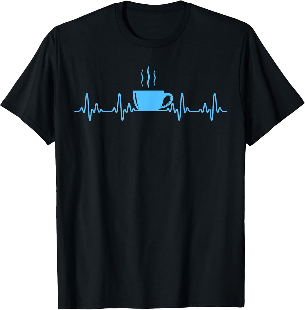 Coffee Lover Funny Heartbeat Tee For Men, Women.