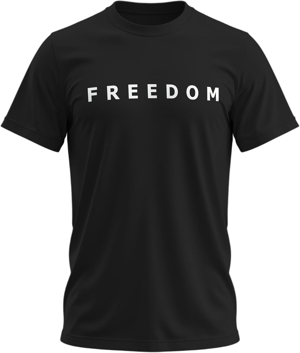 Freedom Shirt – Simple Freedom Text T Shirt for Men & Women Patriotic Men's Tshirts Graphic Tee Black X-Large