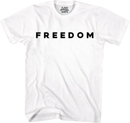 Flash Apparel Freedom Shirt Freedom Text T Shirt for Men & Women Patriotic Men's Tshirts Graphic Tee Unisex Adult Tee