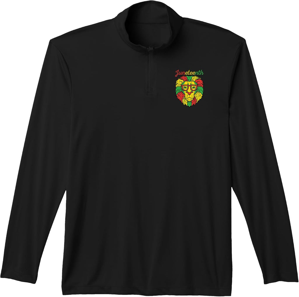 Juneteenth Lion Head African American Women Men Kids Girls Performance Quarter-Zip Top
