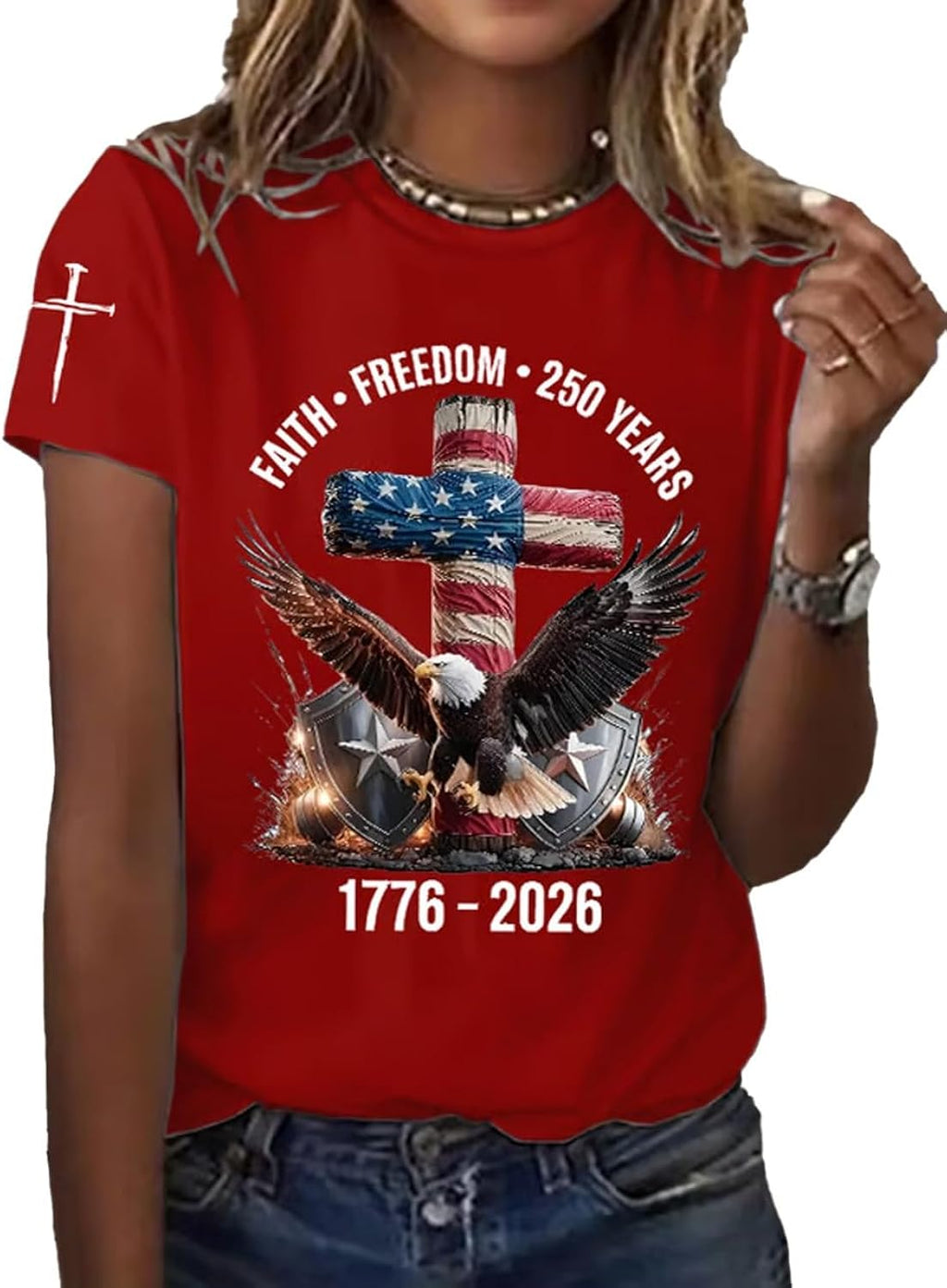 Women's Patriotic 250Th Anniversary USA Shirt Faith Freedom 250 Years Shirts