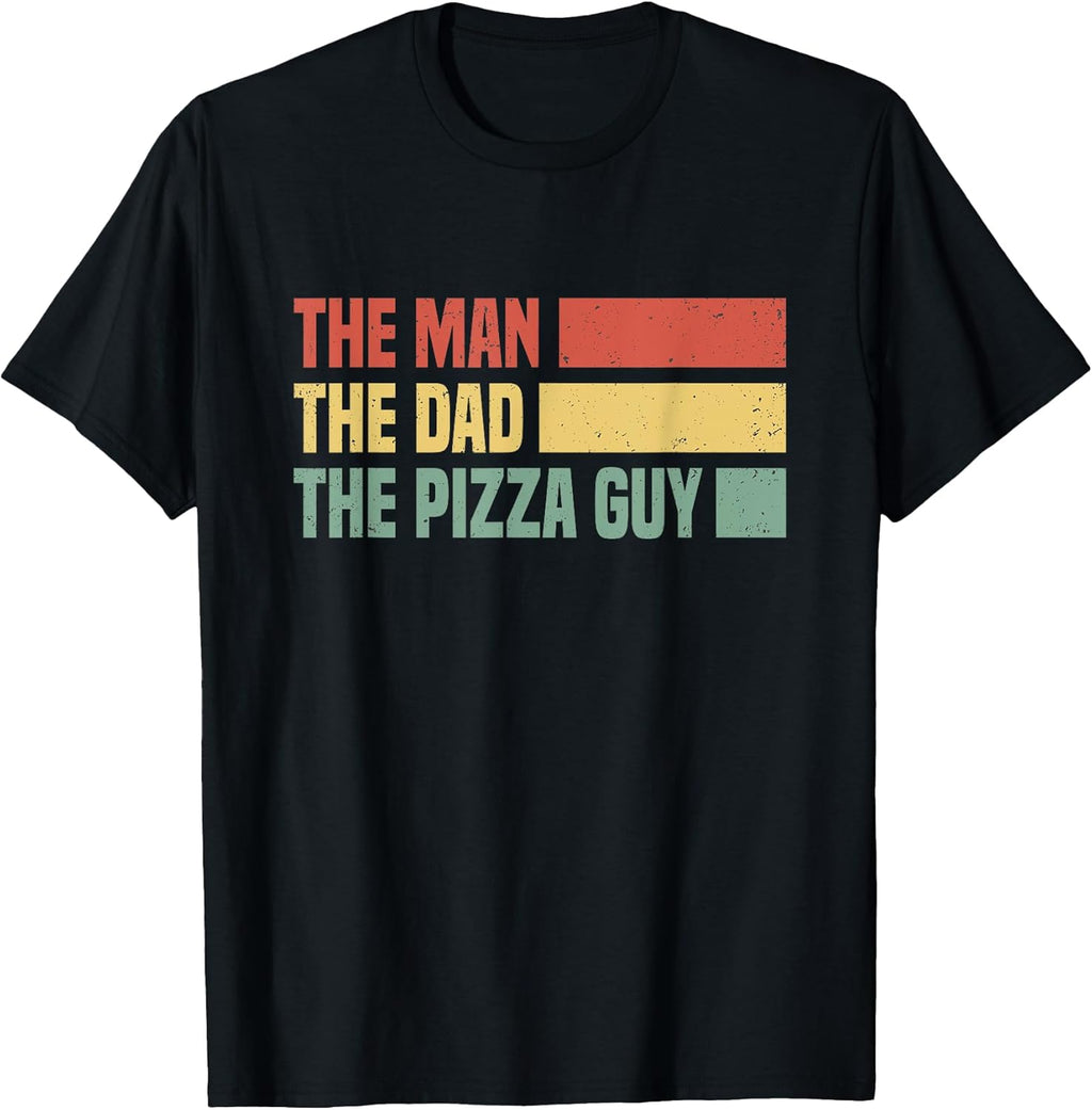 Pizza delivery guy with funny pizza slices