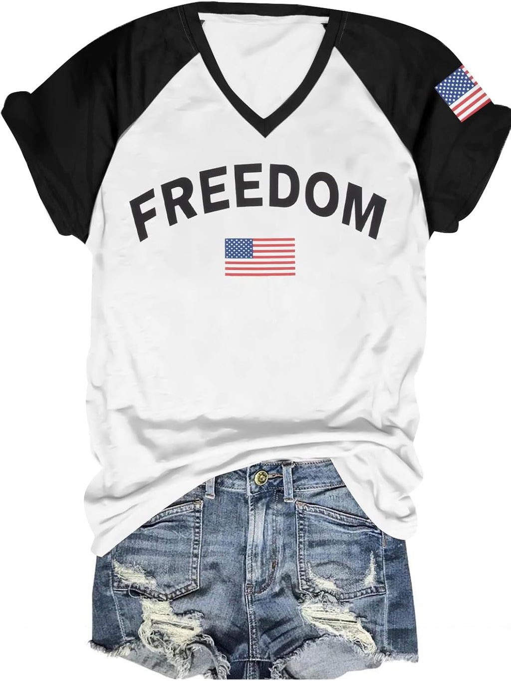 Women Freedom Shirt American Flag Graphic Tees USA Freedom T Shirt Casual Short Sleeve Tops