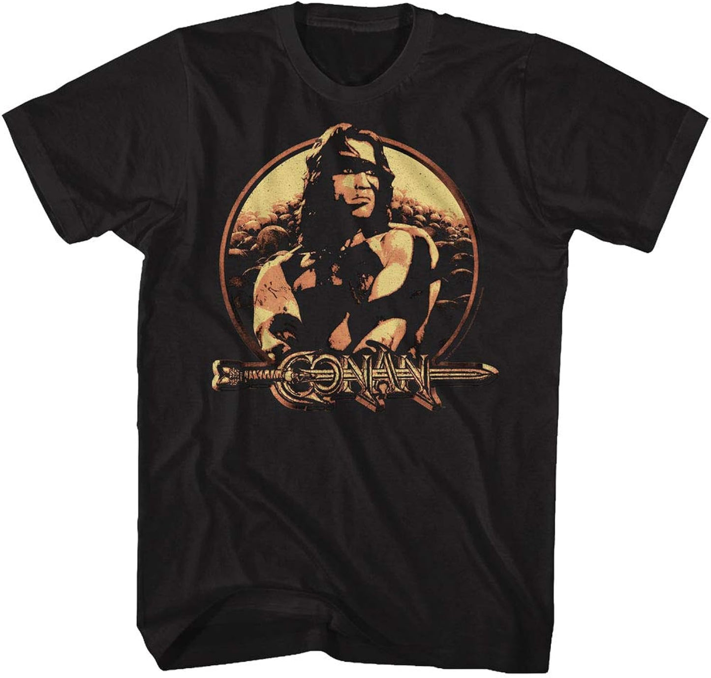 Conan The Barbarian Sword & Sorcery Hero Profile Black Adult T-Shirt Tee