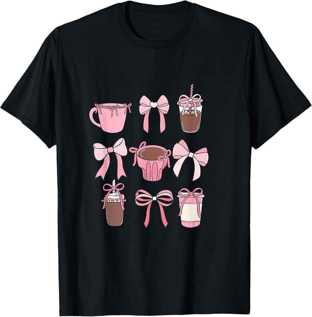 Cute Hot Iced Coffee and PInk Bows Girly Aesthetic