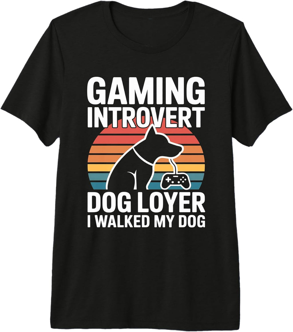 Introvert Dog Gamer Retro Sunset Humor