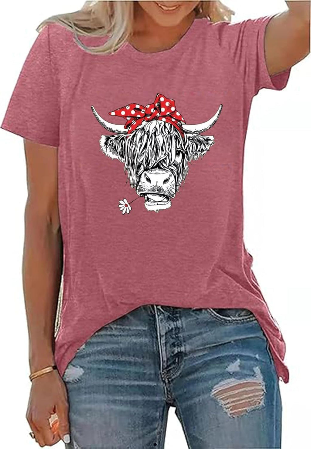 Cow Shirt for Women Western Country Music Tee Tops Funny Cow Graphic Casual Tops Retro Cowgirl Short Sleeve Shirt