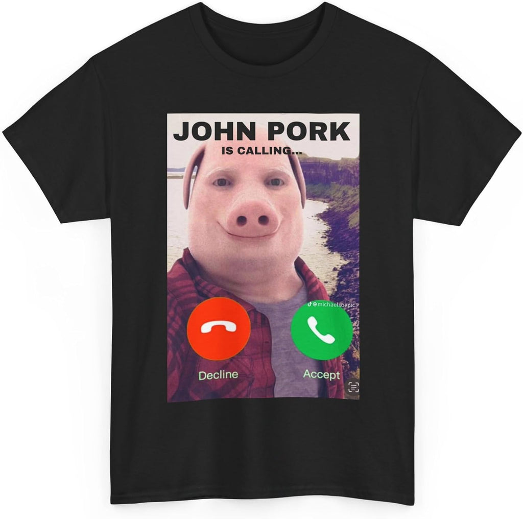 John Pork Funny Answer Call Phone T-Shirt, Brainrot T-Shirt