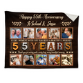 Personalized 55th Anniversary Photo Collage Blanket, Custom 55 Years Together Gift, Emerald Wedding Anniversary Blanket, Couple Memory Keepsake
