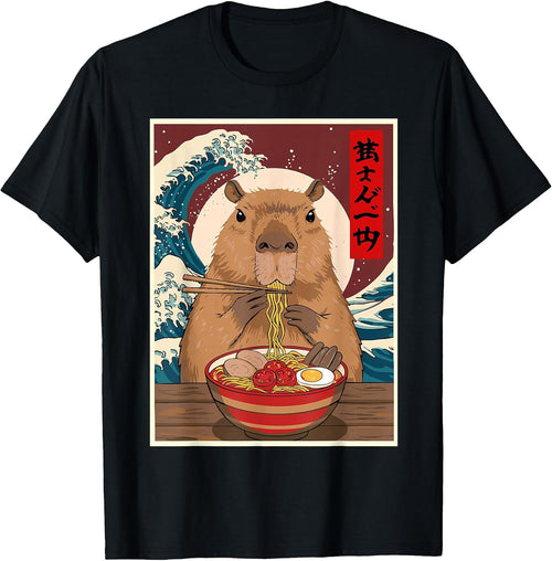 Anime Shirt For Men Women Kids Capybara Noodles