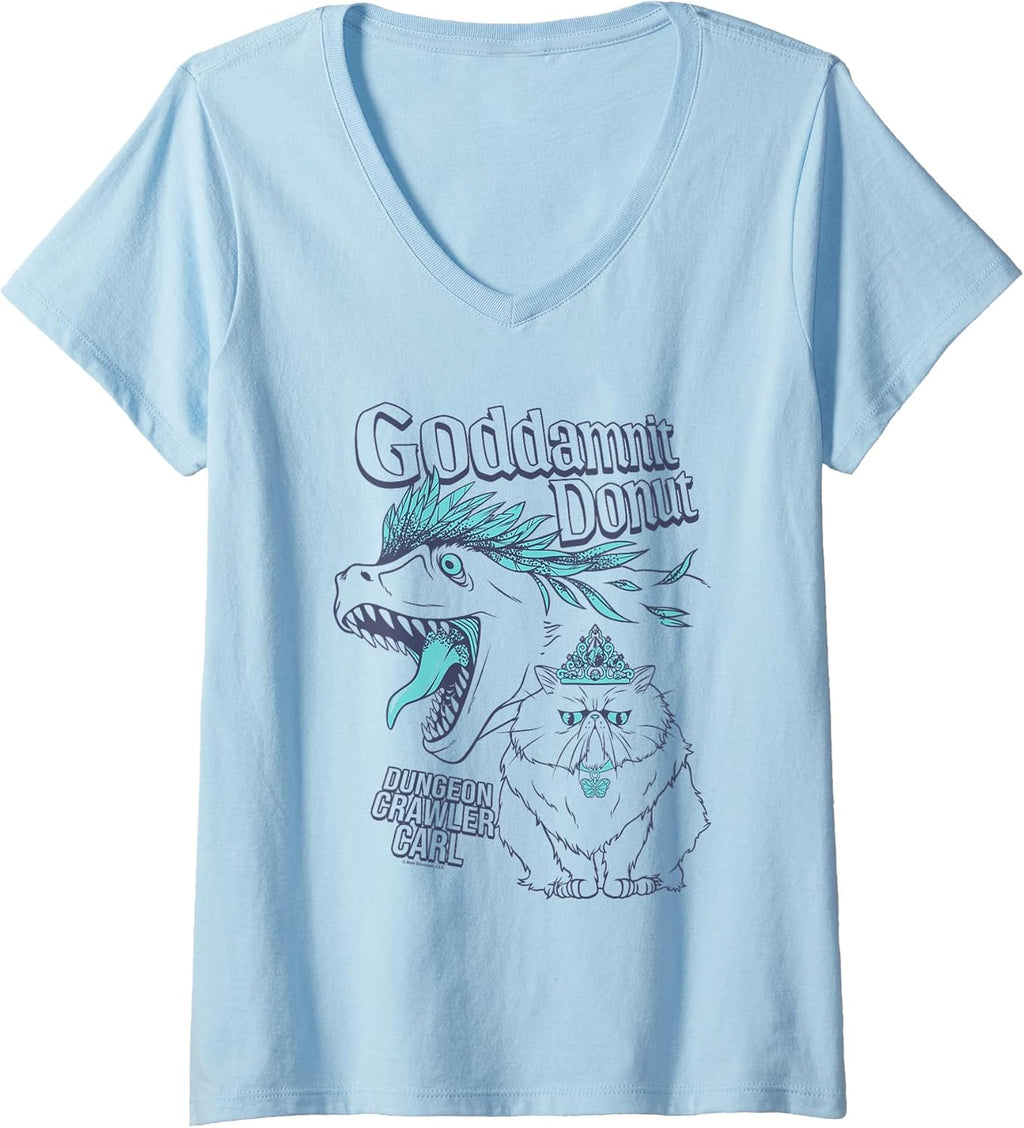 Women's Dungeon Crawler Carl Princess Donut and Mongo Drawing Book V-Neck T-Shirt