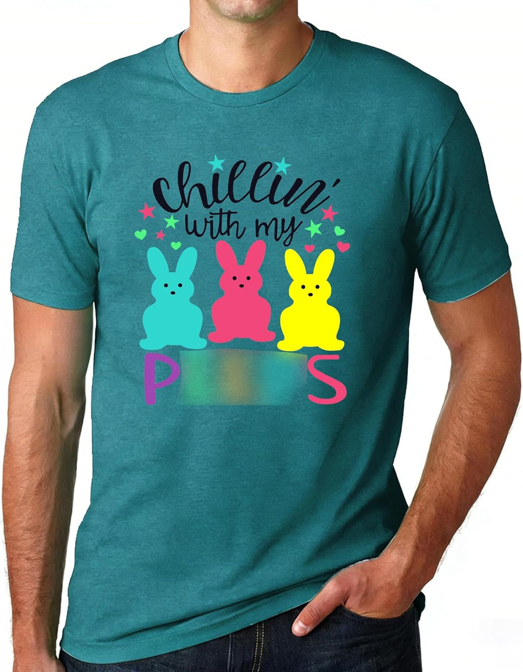 Easter Shirts for Men Chillin with My Peeps Tshirt Bunny Shirt Short Sleeve Shirts Tops
