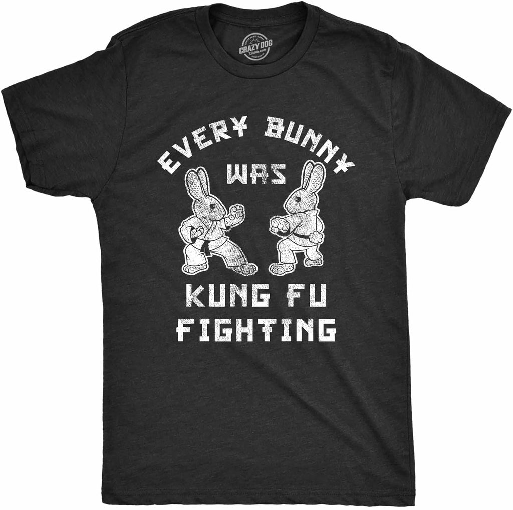 Mens Every Bunny was Kung Fu Fighting T Shirt Funny Graphic Tee Cool Easter Gift Fun