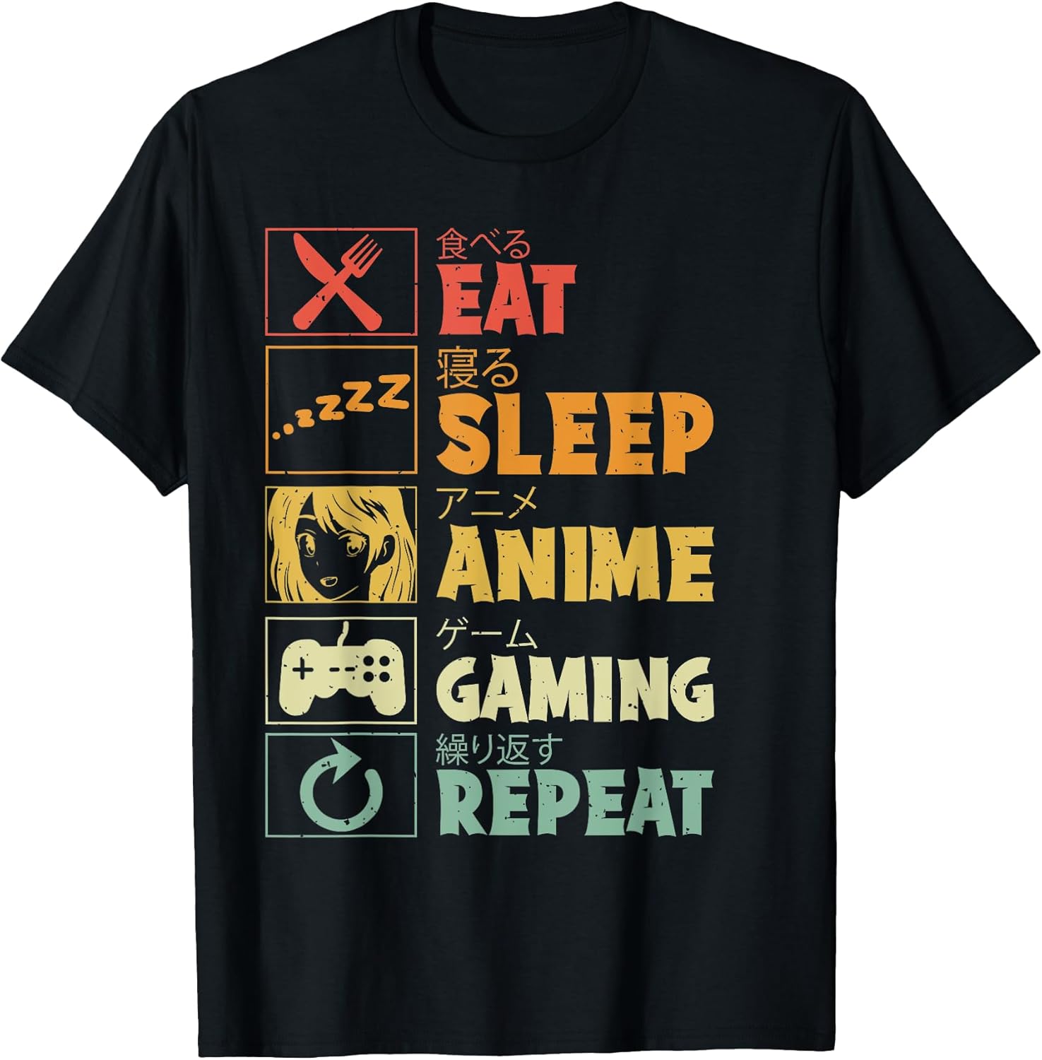 Eat Sleep Anime Gaming Repeat Anime Gaming Tee